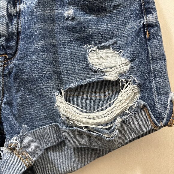 2/$30 Aeropostale Mom Short Denim Jean Shorts 6 High Rise Cowgirl Western Boho - Picture 4 of 9